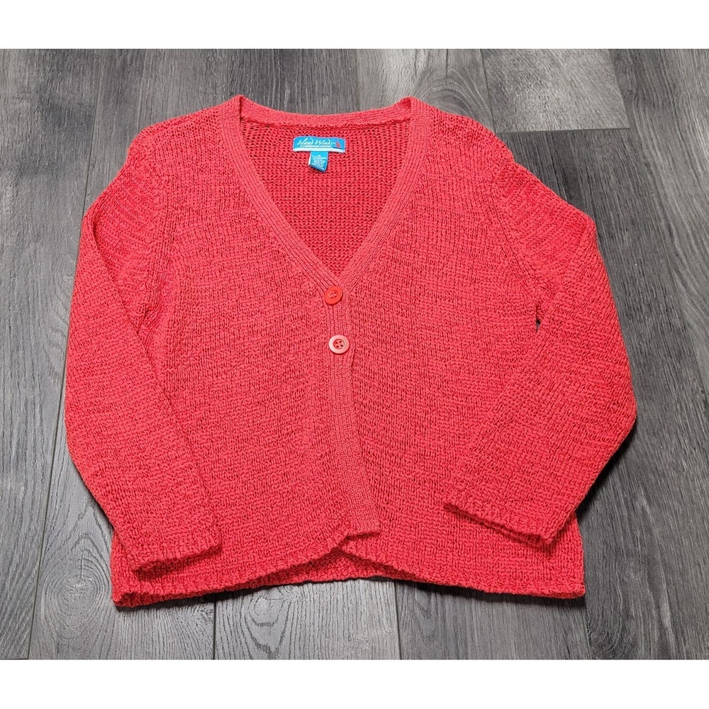 Women's Island Winds Long Sleeve Cardigan Sweater Size M Red